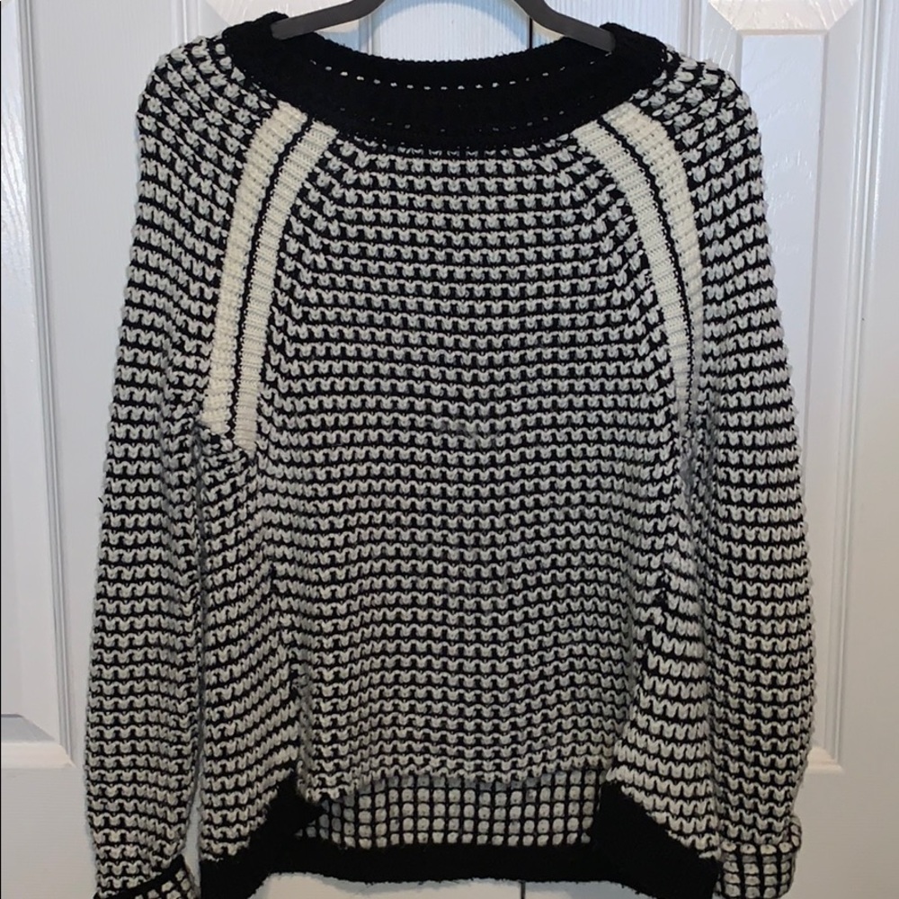 Black and white knit sweater